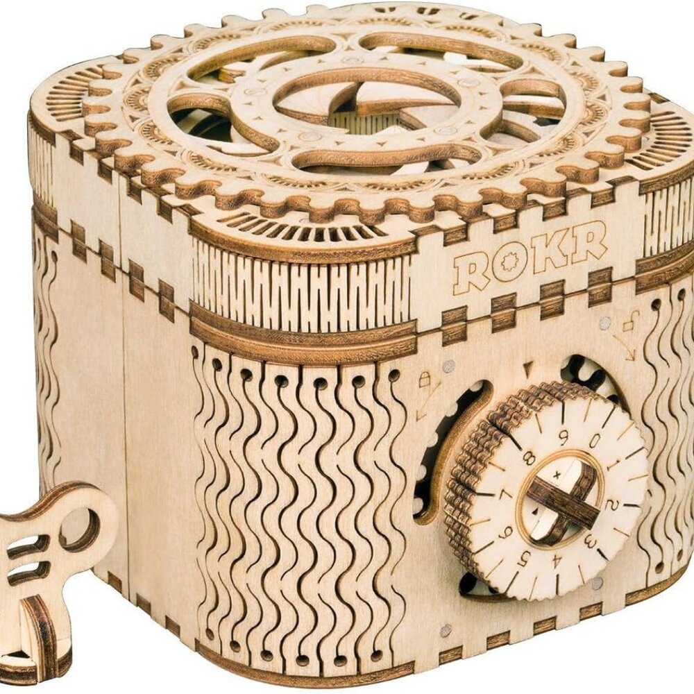 ROKR 3D Wooden Puzzle Mechanical Treasure Box Model DIY Brain Teaser Projects